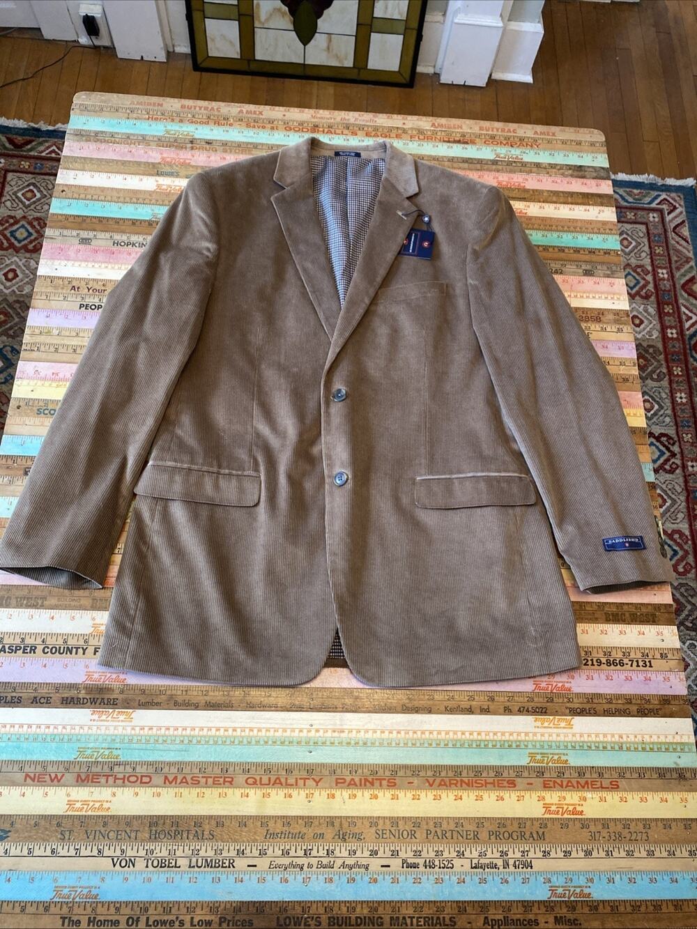 NEW Saddlebred Jacket Mens 42L Brown Tan Corduroy Blazer Sport Coat Classic